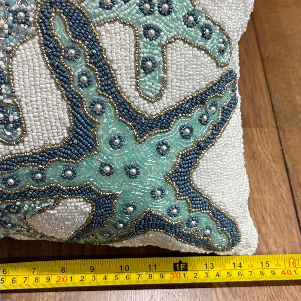Coastal Collection Starfish Accent Throw Pillow Fully Beaded Front - Picture 6 of 7